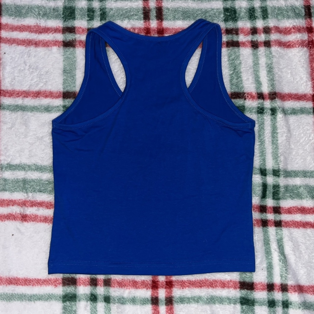 Blue Racerback Cropped Tank Top - Picture 2 of 3
